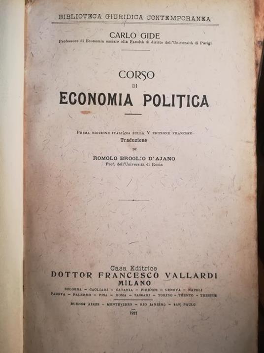Corso di economia politica - Charles Gide - copertina