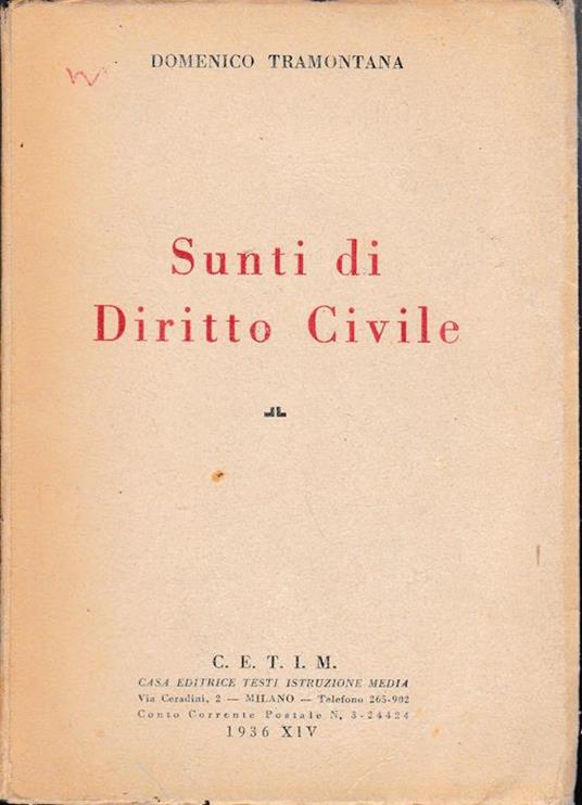 Sunto di Diritto Civile - Domenico Tramontana - copertina