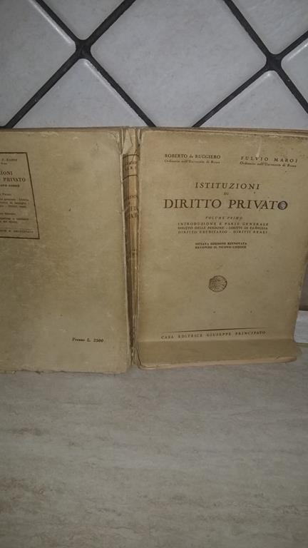 Istituzioni di Diritto Privato volume primo - copertina