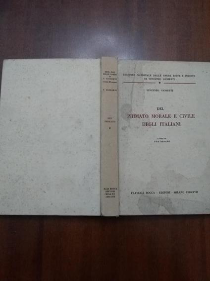 Primato morale e civile degli italiani - Vincenzo Gioberti - copertina