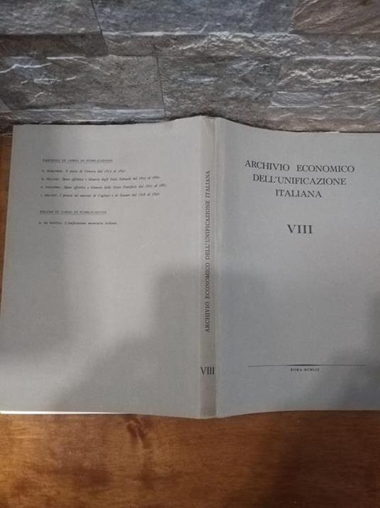 Archivio economico dell'unificazione italiana VIII - copertina