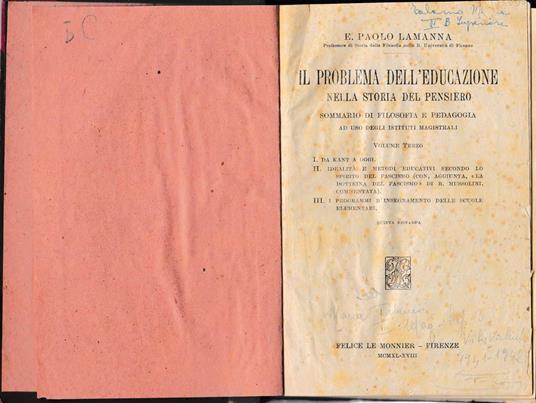 Il problema dell'educazione nella storia del pensiero. vol. 3° Da Kant a oggi - Lamanna - copertina