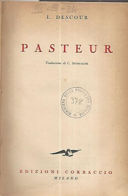Pasteur - Louis Descour - copertina