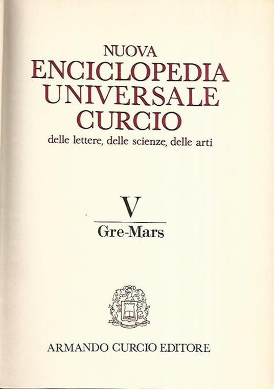 Nuova enciclopedia universale Curcio delle lettere,delle scienze,delle arti. Volume V - copertina
