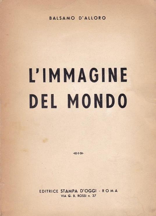 L' immagine del mondo - Balsamo D'alloro - copertina