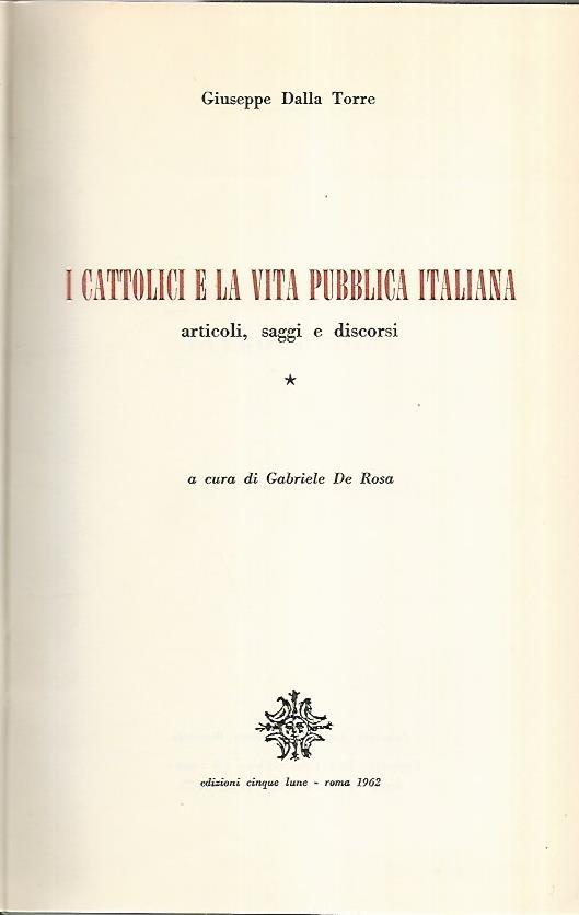 I cattolici e la vita pubblica italiana