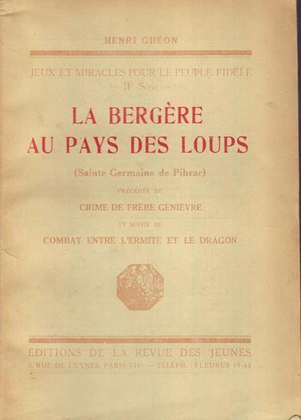 La bergére au pays des loups (Sainte Germaine de Pibrac) - Henri Ghéon - copertina