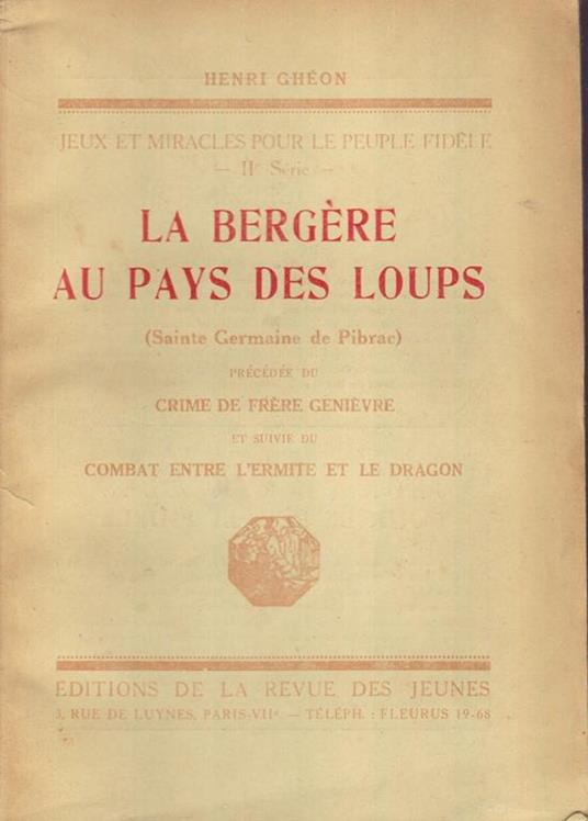 La bergére au pays des loups (Sainte Germaine de Pibrac) - Henri Ghéon - copertina