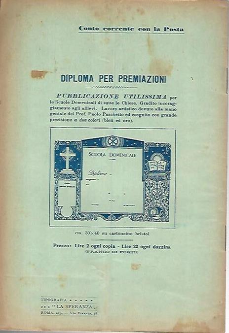 La scuola domenicale. Rivista 4 trimestre. 1 ottobre 1934 - 2