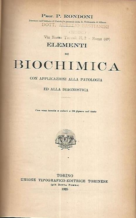 Elementi di biochimica - P. Rondoni - copertina