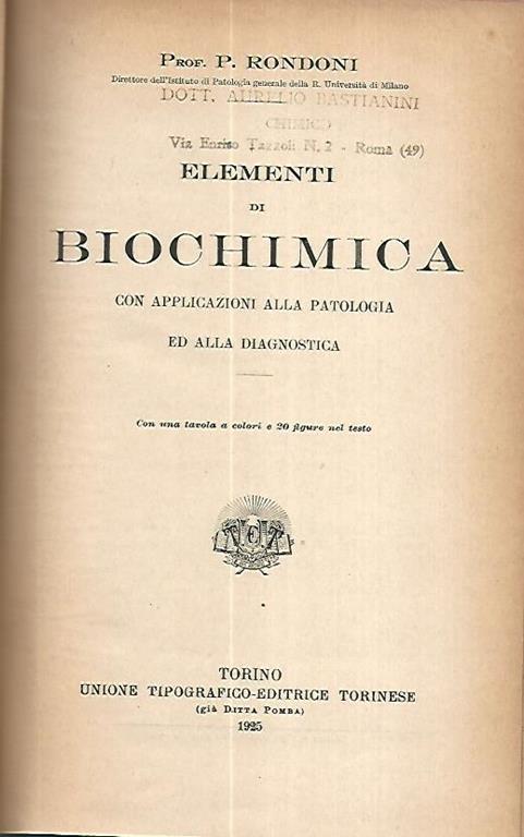 Elementi di biochimica - P. Rondoni - copertina