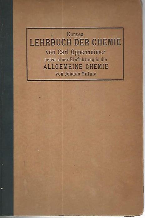Kurzes Lehrbuch der chemie - Carl Oppenheimer - copertina