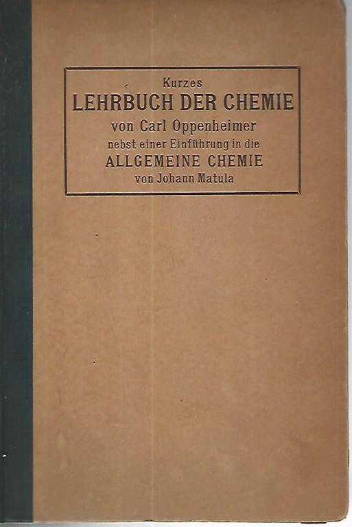 Kurzes Lehrbuch der chemie - Carl Oppenheimer - copertina