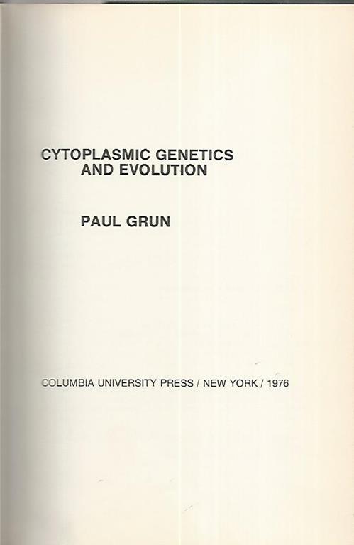 Cytoplasm genetics and evolution - Paul Run - copertina