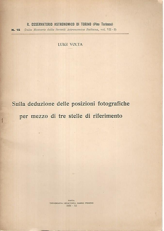 Sulla deduzione delle posizioni fotografiche per mezzo di tre stelle di riferimento
