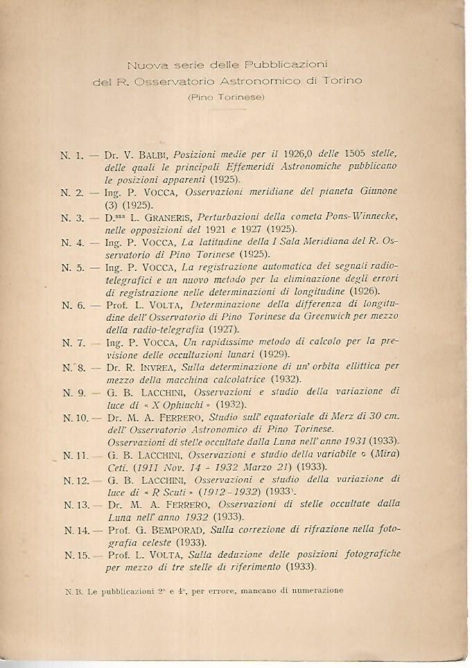 Sulla deduzione delle posizioni fotografiche per mezzo di tre stelle di riferimento