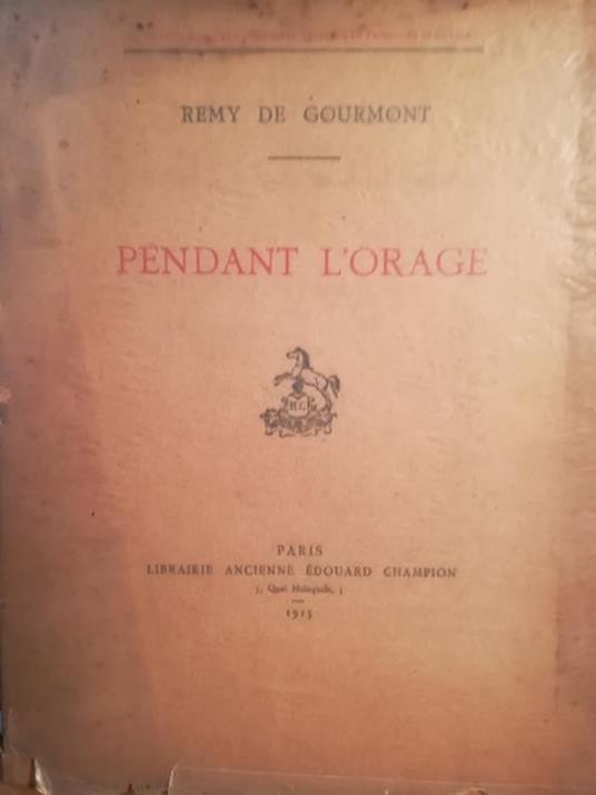 Pendant l'orage - Rémy de Gourmont - copertina