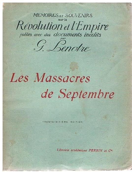 Le massacre de septembre - Georges Lenôtre - copertina