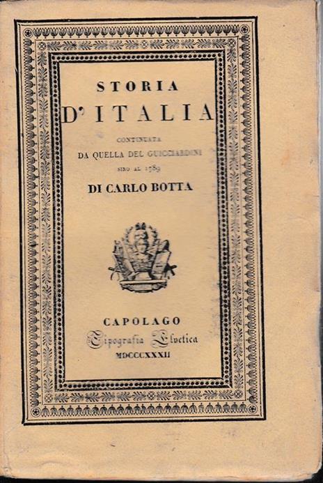 Storia d'Italia continuata da quella del Guicciardini sino al 1789. Tomo III - Carlo Botta - copertina