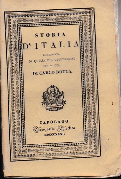 Storia d'Italia continuata da quella del Guicciardini sino al 1789. Tomo VII - Carlo Botta - copertina