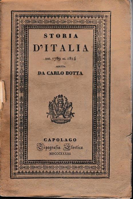Storia d'Italia dal 1789 al 1814. Tomo V - Carlo Botta - copertina
