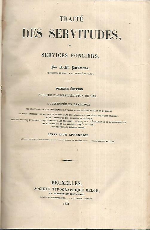 Traitè des servitudes ou services fonciers - copertina