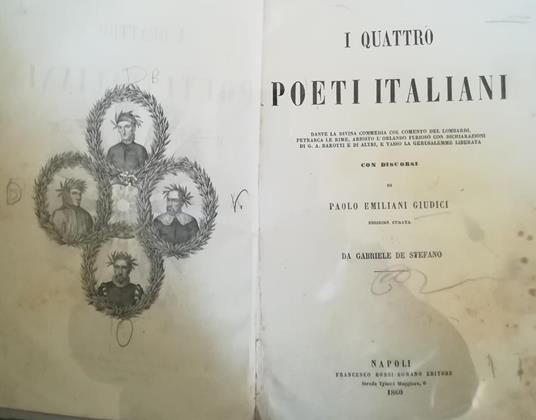 I quattro poeti italiani. Dante. Petrarca. Ariosto. Tasso - Gabriele De Stefano - copertina