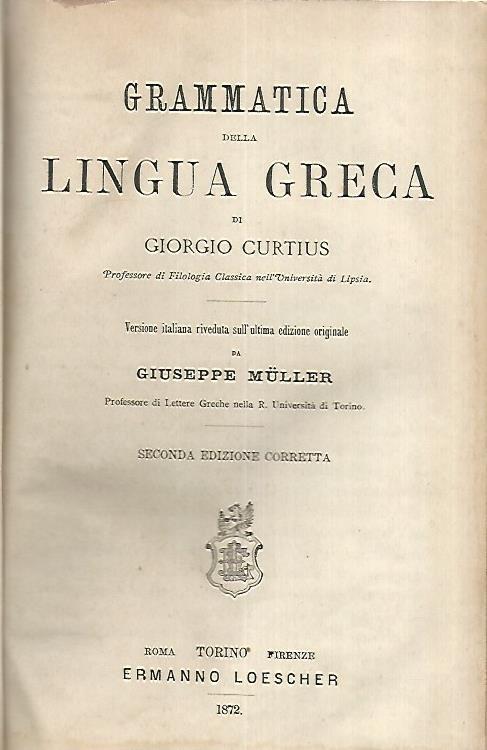 Grammatica della lingua italiana - Georg Curtius - copertina