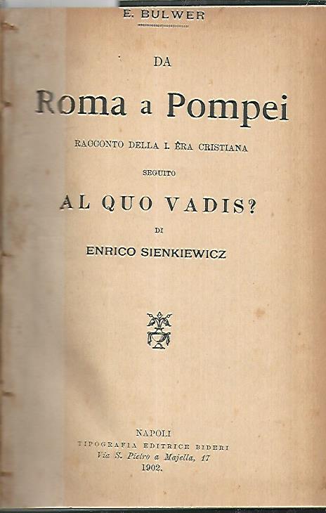 Da Roma a Pompei - Edward Bulwer Lytton - copertina