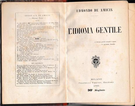 L' idioma gentile. 30° migliaio - Edmondo De Amicis - copertina