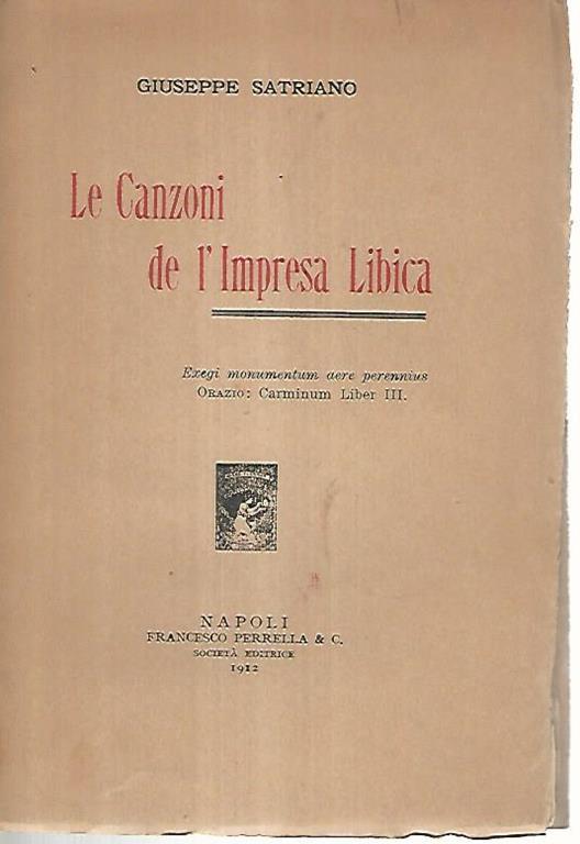 Le canzoni de l'impresa libica - Giuseppe Spatrisano - copertina