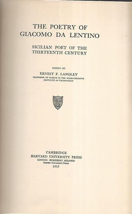 The poetry of Giacomo da Lentino - copertina