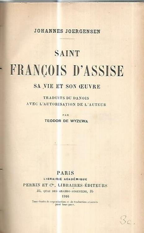 Saint Francois d'Assise - Johannes Joergensen - copertina