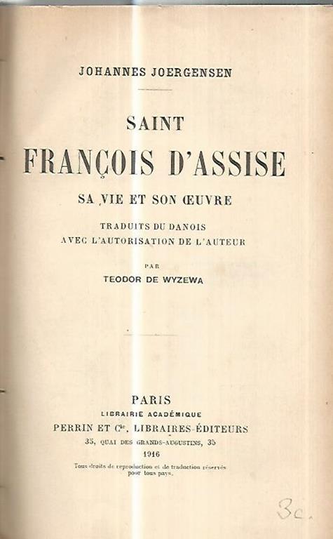 Saint Francois d'Assise - Johannes Joergensen - copertina