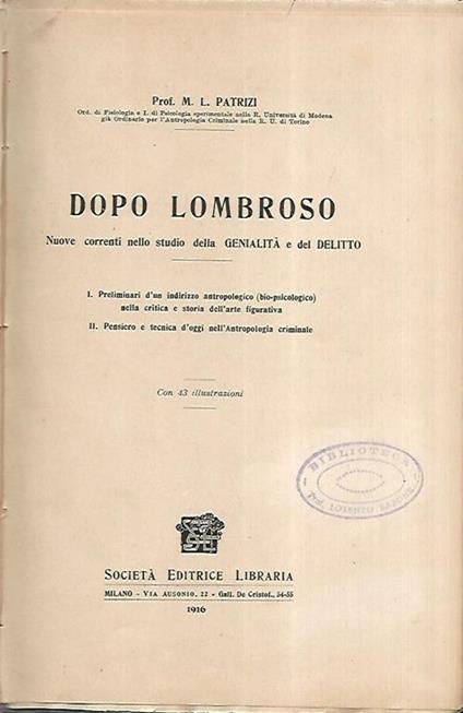 Dopo lombroso - M.L. Patrizi - copertina