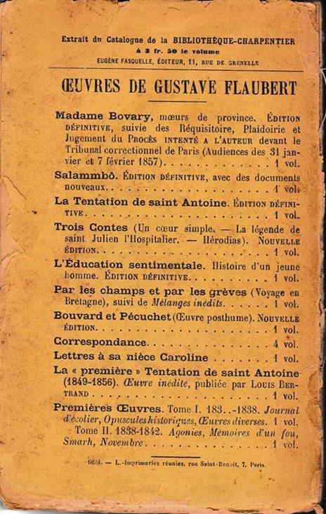 Image fournie par le vendeur Madame Bovary. Moeurs de Province. Edition definitive, suvie des réquisitoire, plaidoirie et jugement du procès intenté a l'auteur.. - Gustave Flaubert - 2