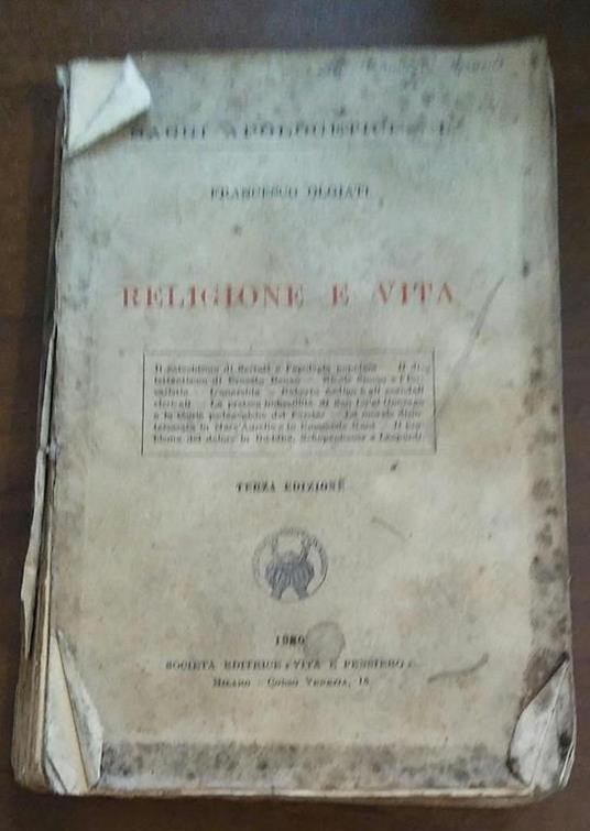 Religione E Vita - Francesco Olgiati - copertina