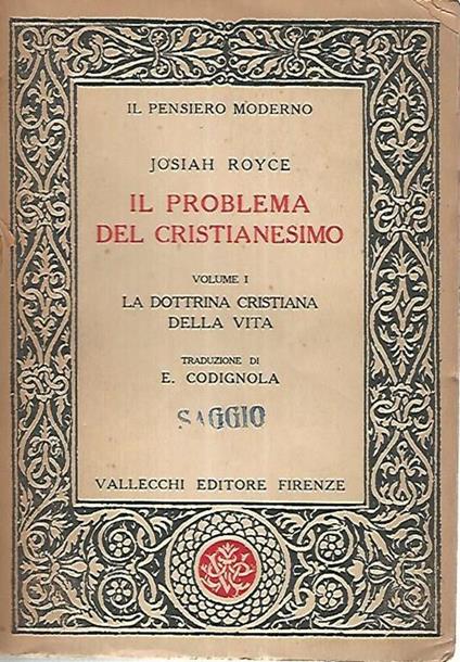 Il problema del cristianesimo. Vol. 1 - Josiah Royce - copertina