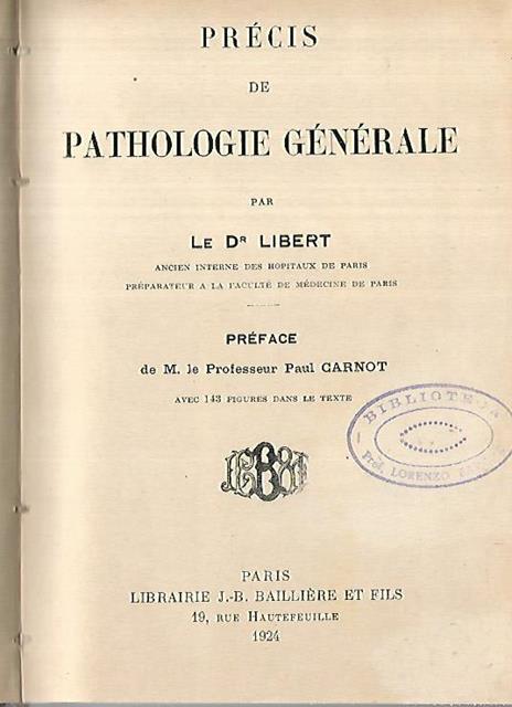 Precis de pathologie generale - copertina