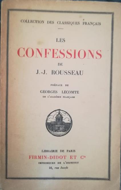 Les confessions - Jean-Jacques Rousseau - copertina