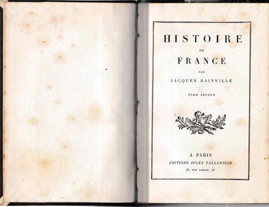 Histoire de France, tomo II° - Jacques Bainville - copertina