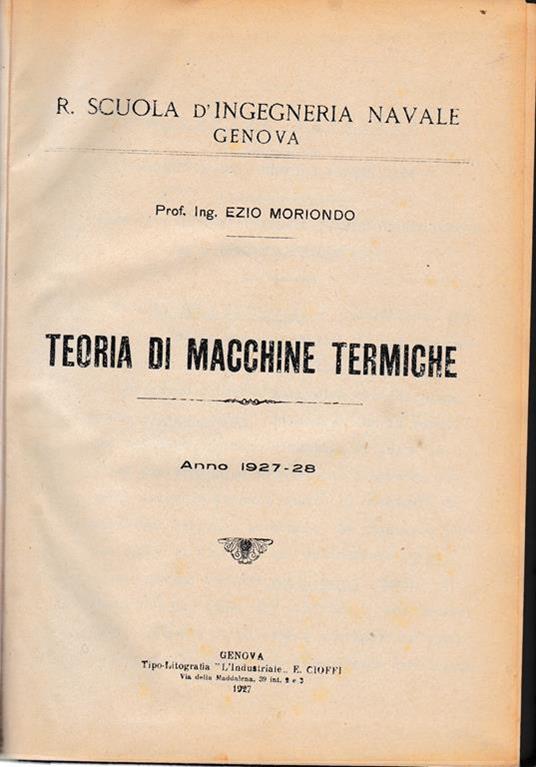 Teoria di macchine termiche - Ezio Moriondo - copertina