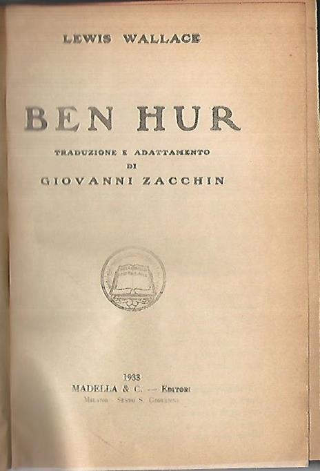 Ben Hur - Lewis Wallace - copertina