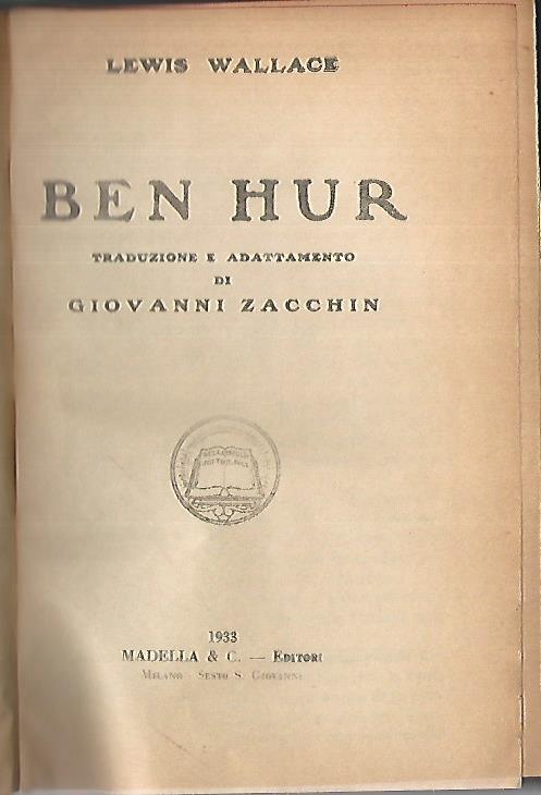 Ben Hur - Lewis Wallace - copertina