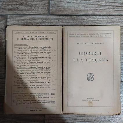 Gioberti e la Toscana - Achille De Rubertis - copertina
