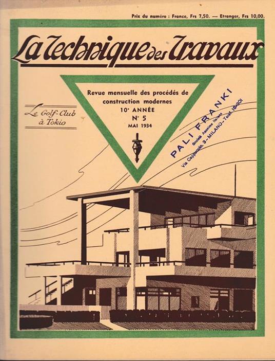 La Tecnique des Travaux, 10° anno, n. 5 Maggio 1934 - copertina
