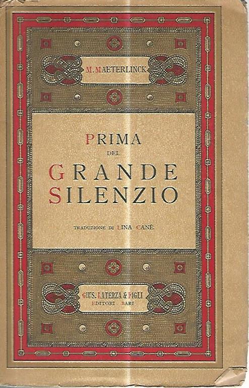 Prima del grande silenzio - Maurice Maeterlinck - copertina