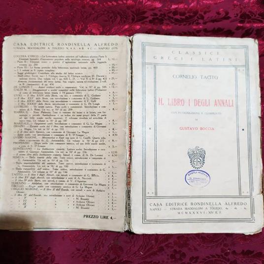 Il libro I degli annali - P. Cornelio Tacito - copertina