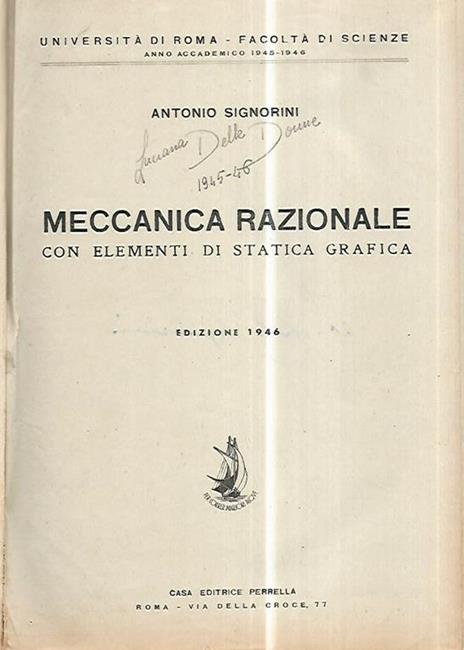 Meccanica razionale con elementi di statistica grafica - Antonio Signorini - copertina