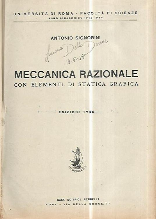 Meccanica razionale con elementi di statistica grafica - Antonio Signorini - copertina